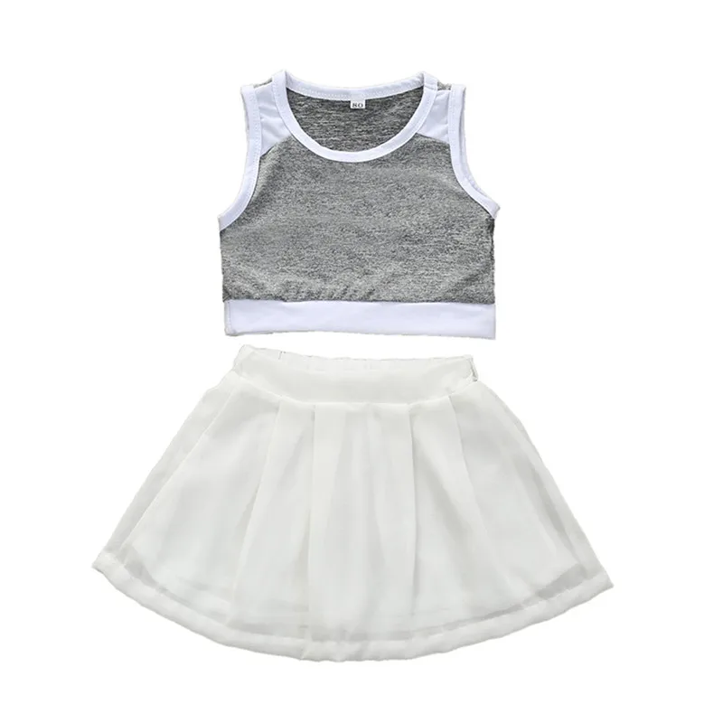 2 шт. кружевная юбка с круглым вырезом без рукавов|Комплекты одежды для девочек| |