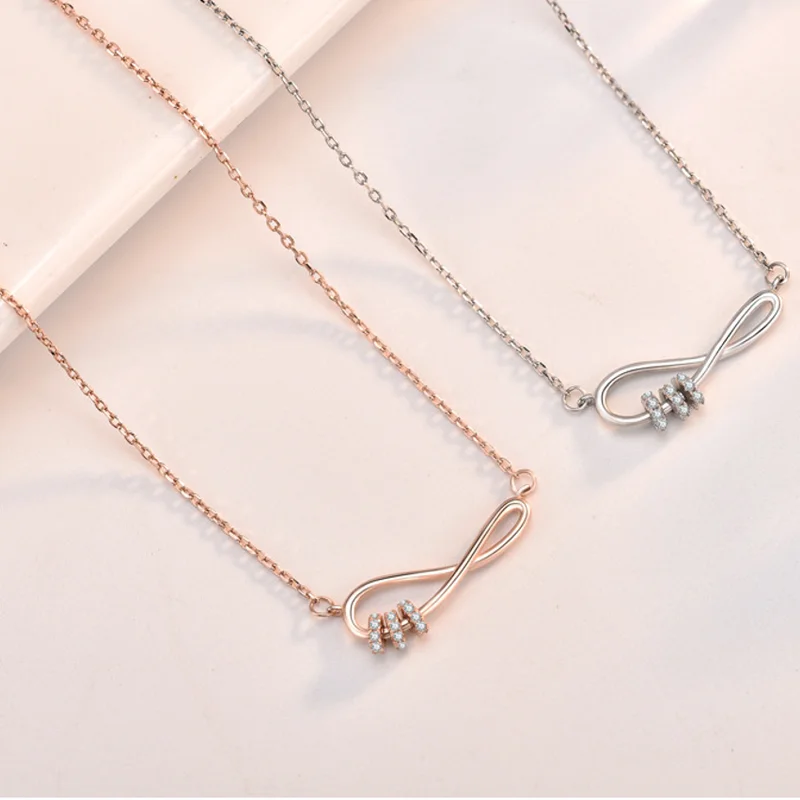 

925 Sterling Silver Plated 14K Gold Shiny Zircon Infinite Love Charming Dainty Luxury Fashion Necklace Jewelry for Women Gift