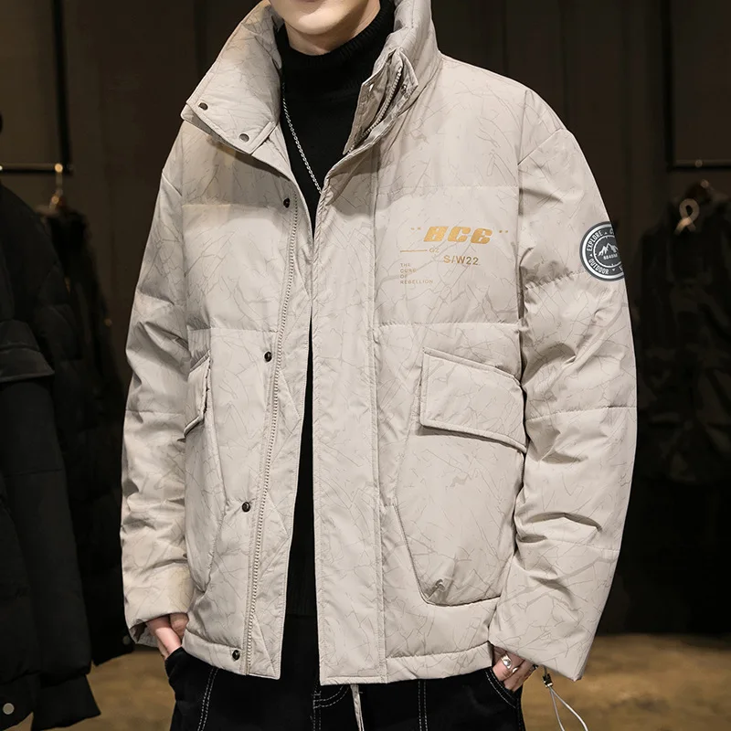 Light Down Jacket Men's Winter 2021 New Tide Brand White Duck Down Thick Warm Fall and Winter Short Coat Tide