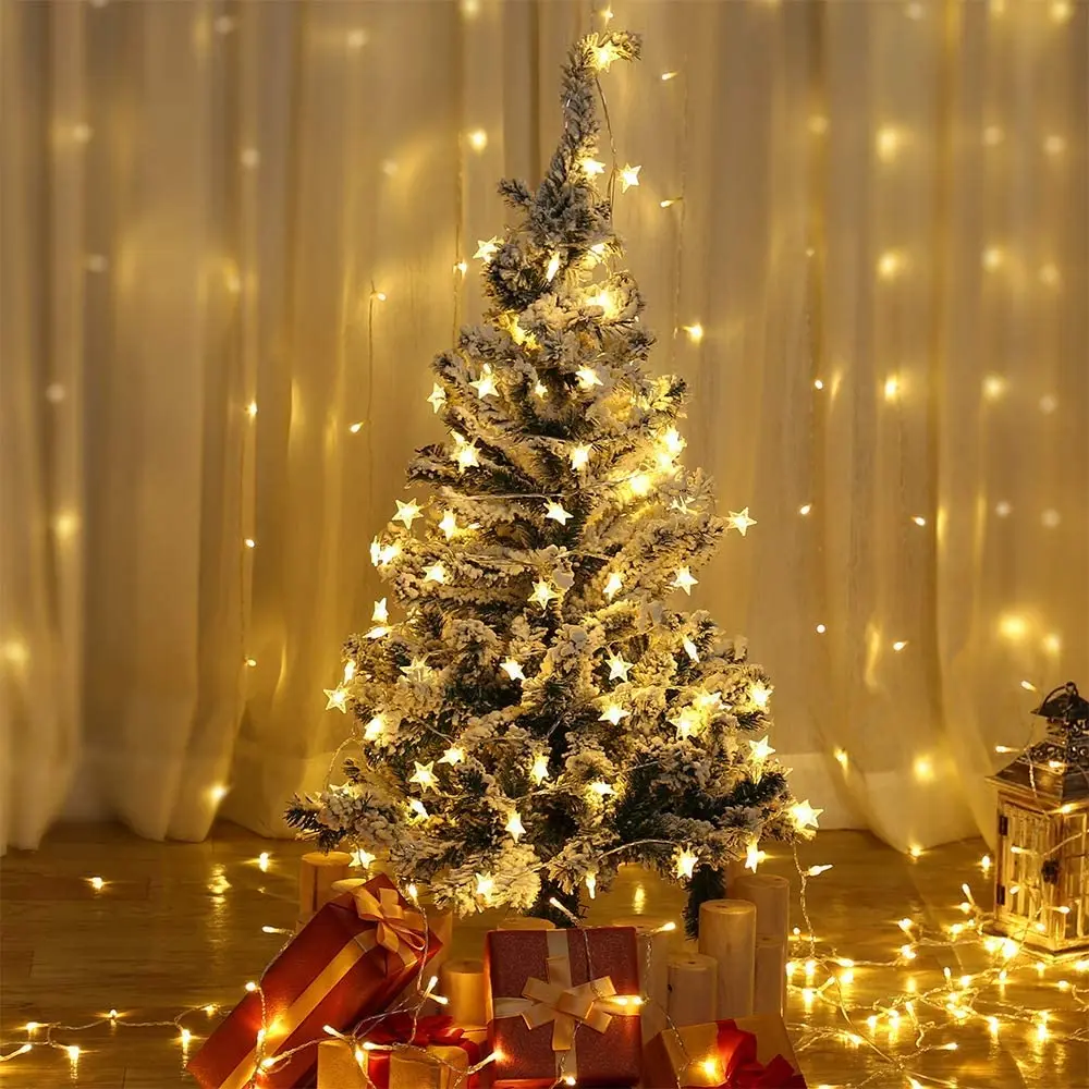 

СВЕТОДИОДНАЯ Гирлянда со звездами, 6 м, 40 светодиодов, Мерцающая сказосветильник гирлянда, s гирлянды, рождественское Освещение для дома, ули...