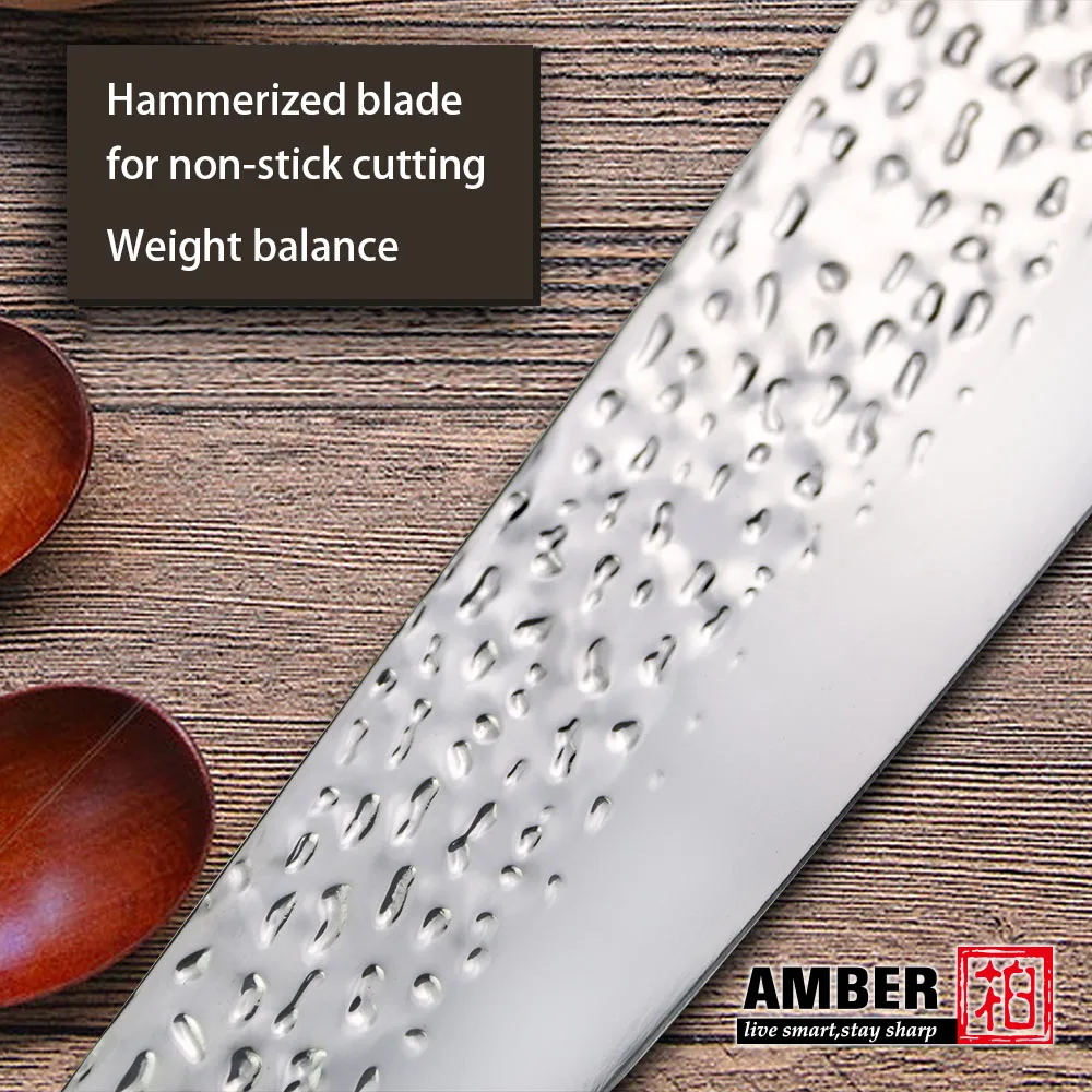 Янтарный нож 8 дюймовый Kiritsuke 7CR17 из нержавеющей стали лезвие высокоуглеродистой