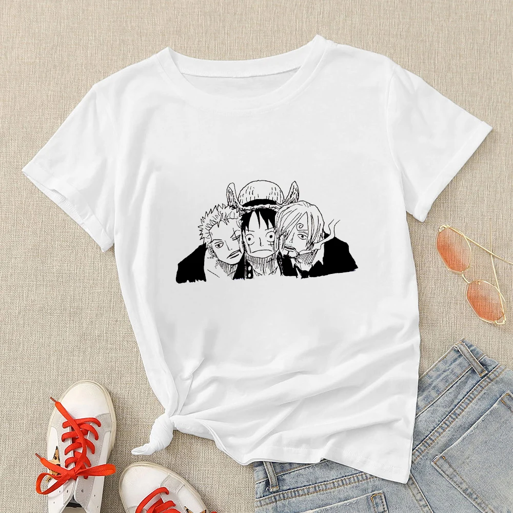 

One Piece Luffy T-shirt Women Versatile Fun trio Shirts Hot Selling Japanese Anime T Shirt Trendy Tee Shirt Meilleure Amie