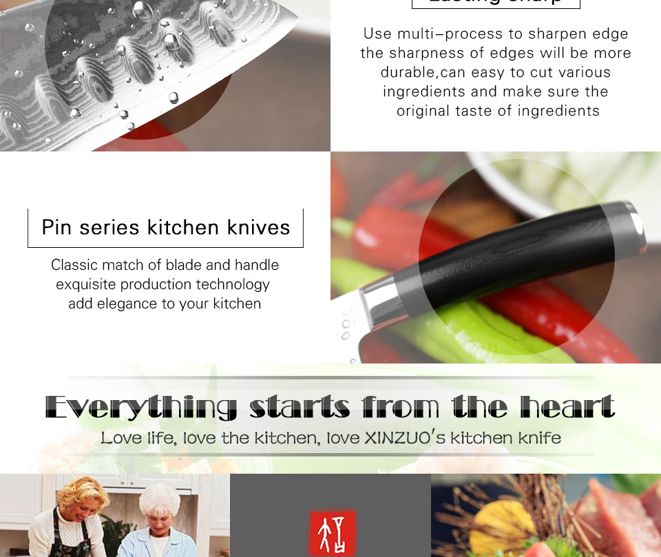 XINZUO " нож Santoku vg10 Дамасские японские кухонные ножи из нержавеющей стали профессиональный нож шеф-повара инструменты для приготовления G10 Ручка