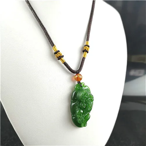 Натуральный зеленый китайский нефрит из области Хэтянь ожерелье C подвеской в