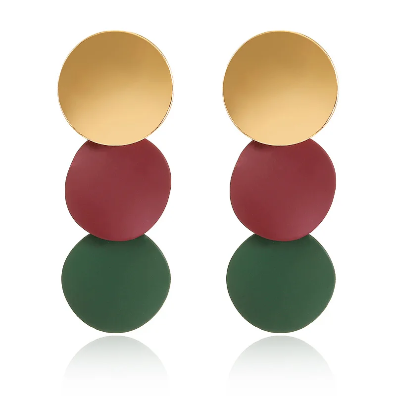 Карамельные цвета неровные геометрические круглые металлические Висячие серьги