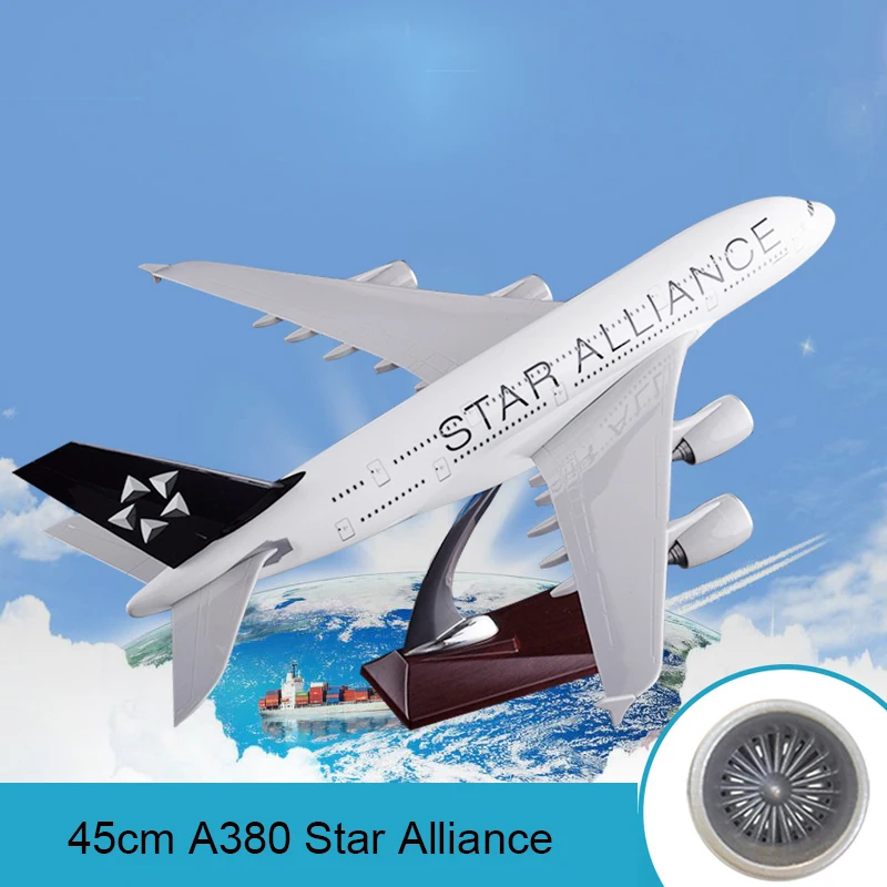 45 см смолы с трёхмерными чертёжами A380 Star Alliance модель самолета Аэробус