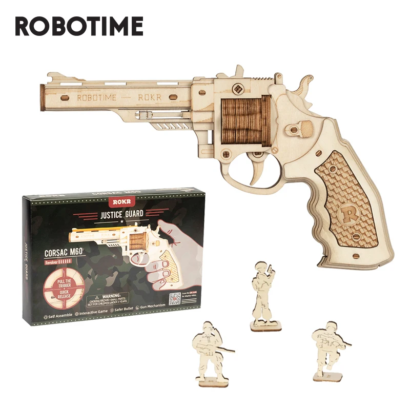 Robotime ROKR Револьвер пистолет Модель игрушки 3D деревянные головоломки игры ремесла