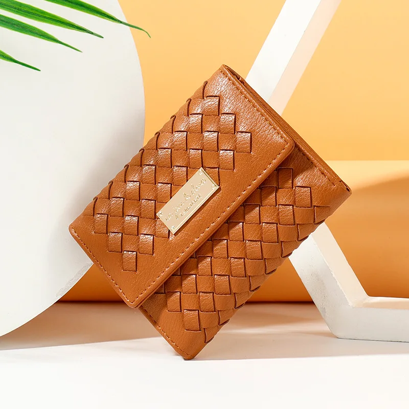 Новинка 2020 тканый кошелек женский короткий с множеством карт трехскладной