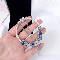 100 925 sterling silver colorful five pointed star and shadow catching beaded bracelet the most popular gift jewelry for ladies