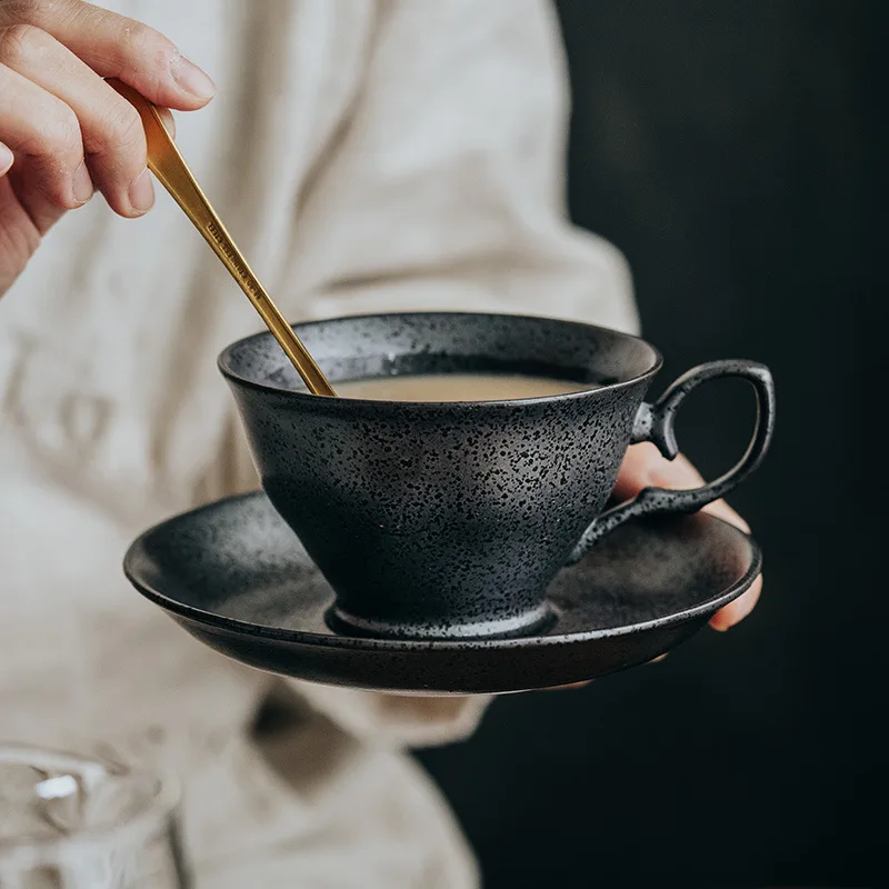 Винтажная кофейная чашка и блюдце в японском стиле керамическая для завтрака