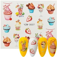 1 sheet sweets ice cream summer nail sticker mixed colorful fruit diy water decals nail art decorations manicure slider tool