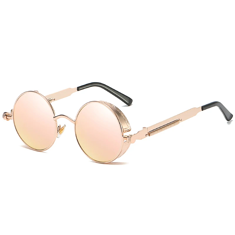 2019 крутые модные круглые солнцезащитные очки в стиле стимпанк кожаные с боковой