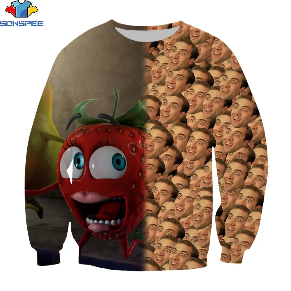 

Свитшот в стиле знаменитостей актеров Николая SONSPEE Pinjie с забавным 3D принтом без шапки, пуловер, уличные Топы в стиле Харадзюку