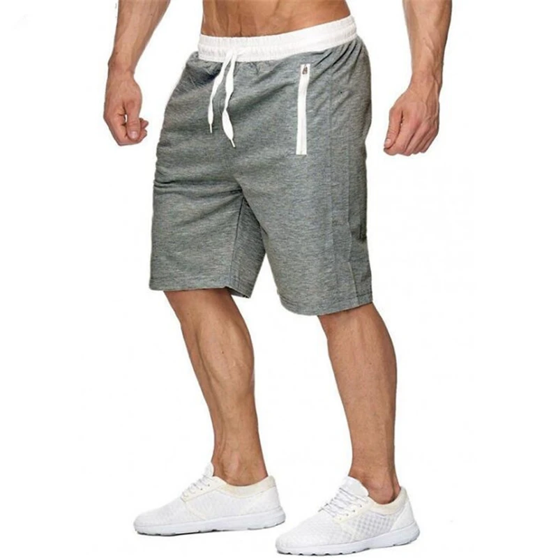 

Summer Men's Casual Shorts Breathable Running Fitness Men Solid Sports Workout Pants Elastic Waist Knee Length Sweatpants Shorts