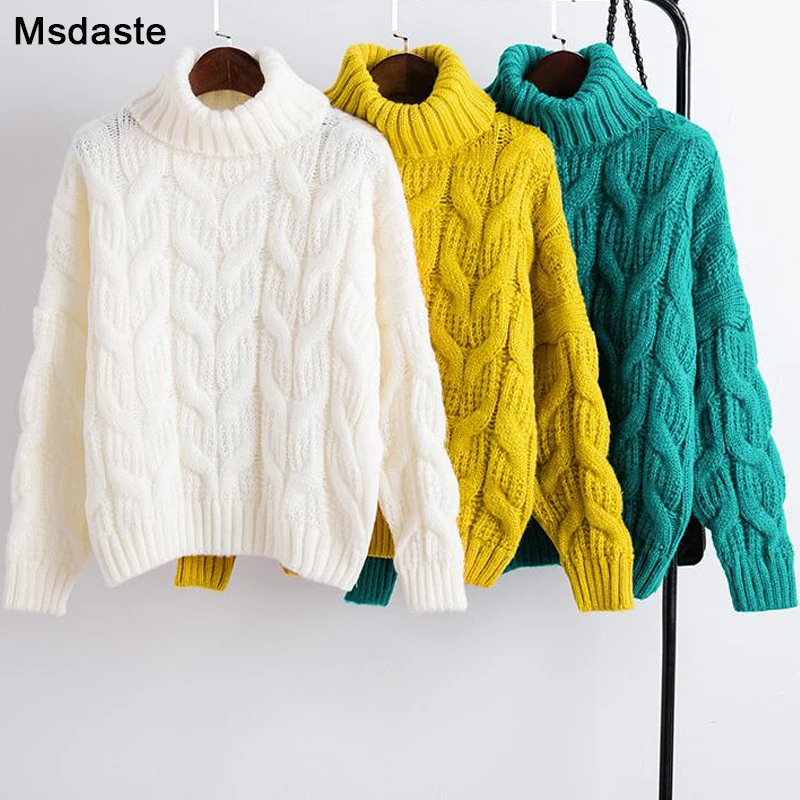 Turtleneck Sweaters Women 2019 Winter Fashion Knitwear Woman Knitted Pullovers Tops Femme Long Sleeve Pullover Loose | Женская одежда