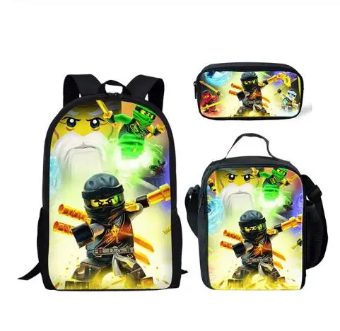 3pcs/Set Kids Mochila Cartoon Ninjago Backpack For Children Teenagers School Rucksack Girls Boys Bags | Багаж и сумки