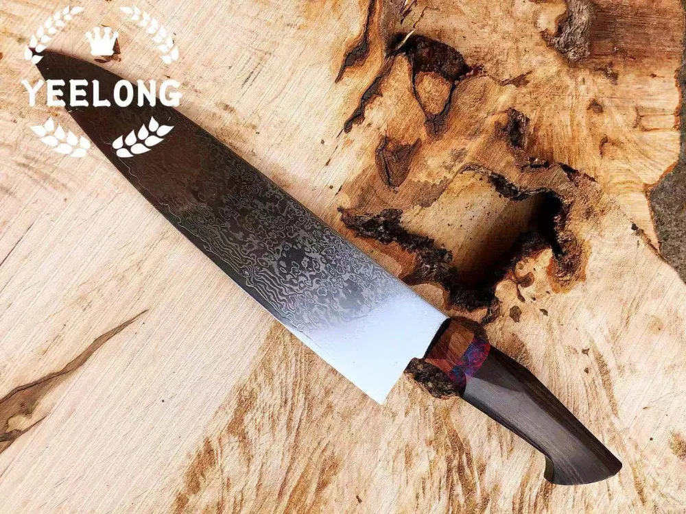 Дамасский нож шеф-повара, японский кухонный нож Gyuto, инструмент для приготовления мяса vg10, ядро из нержавеющей стали со стабилизированной деревянной ручкой