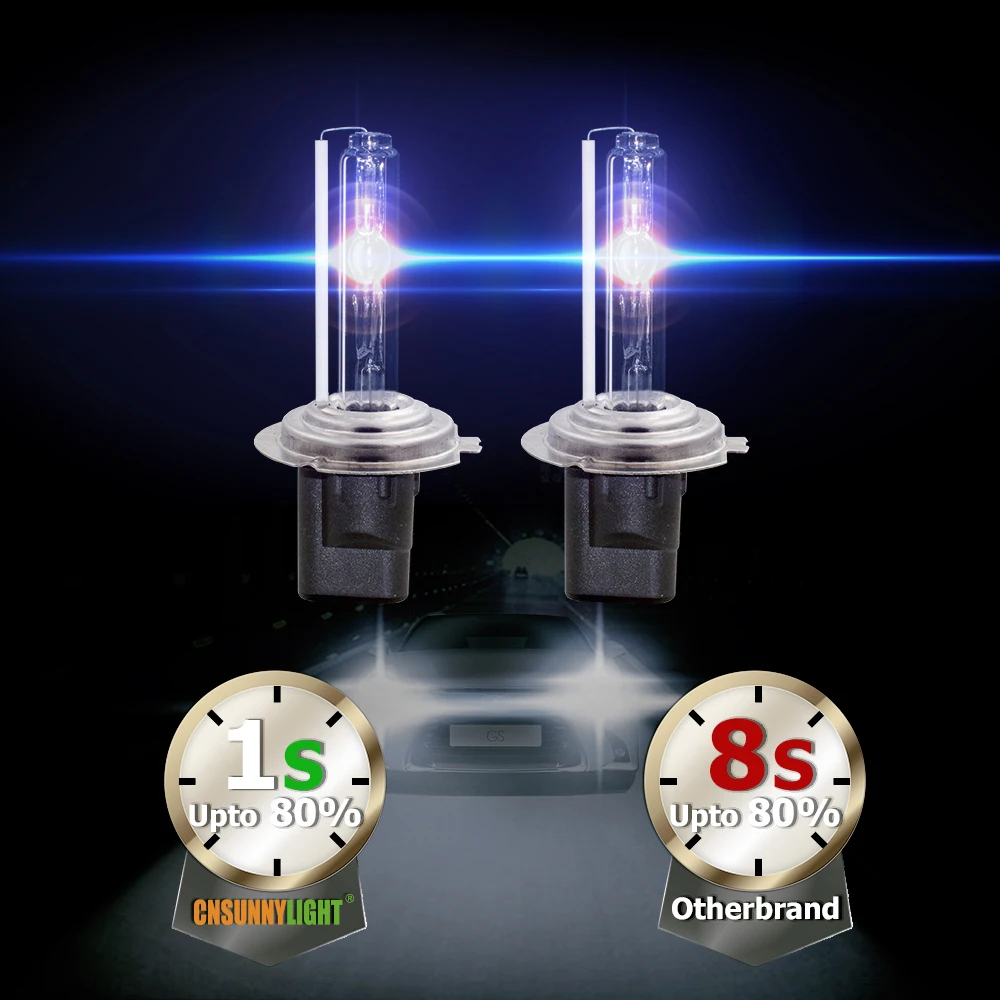 CNSUNNYLIGHT 1s быстрая яркая 55 Вт HID ксеноновая фара H7 H1 H3 H11 H8 HB3 HB4 9005 9006 881 H27 лампа 4300K 6000K