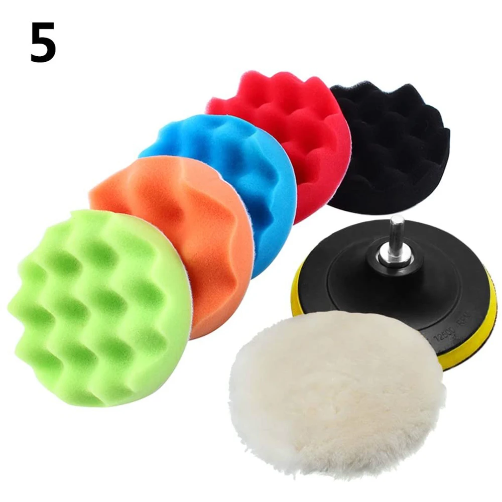 

8Pcs Set Car Polishing Pad 5/6/7 inch Sponge Buffing Waxing Boat Car Polish Buffer Drill Wheel polisher Removes Scratches