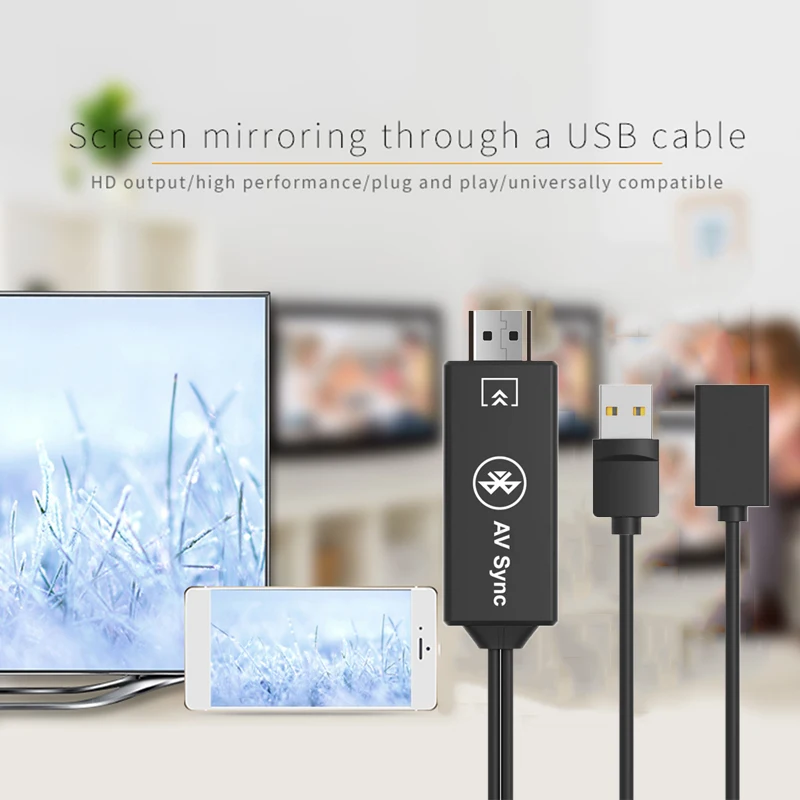 USB Bluetooth AV адаптер HDMI совместимый HD видеокабель для Huawei P20 P30 Pro IPhone 11 12 Xs Max IOS Android Phone