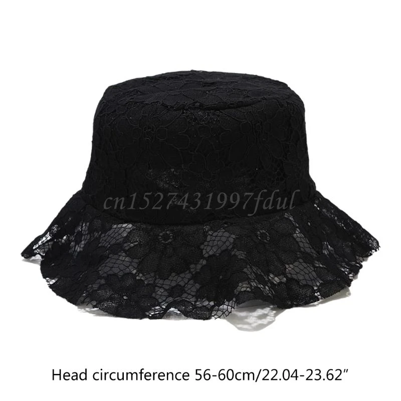 

Vintage Ladies Summer Floppy Bucket Hat Embroidery Floral Lace Ruffles Sun Cap THINKTHENDO