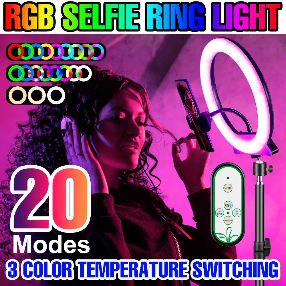 

Led Fill Light Selfie Lamp For Smartphone Photography Dimmable 5V Ring Light Live Stream Photo Ringlight RGB Round Light Stick