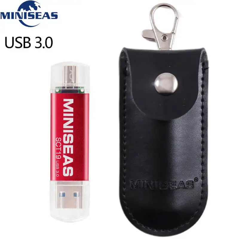 red with bag Usb 3,0 Miniseas OTG USB флеш-накопитель для смартфонов/планшетов/ПК 8 ГБ 16 ГБ 32 ГБ 64 Гб 128 ГБ флеш-накопитель высокоскоростной флеш-накопитель - Цвет: red with bag