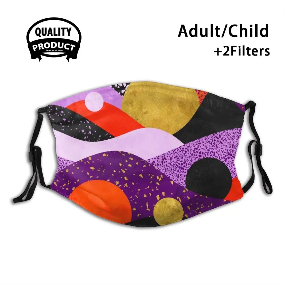 

Terrazzo Galaxy Purple Orange Gold Anti Dust Face Mask Washable Filter Reusable Washable Terrazzo Purple Yellow Golden Orange
