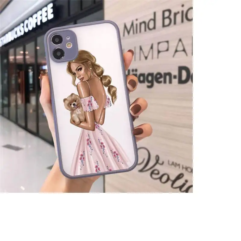 

VOGUE Christmas Princess Girl Female Phone Case matte transparent For gray iPhone 7 8 x xs xr 11 12 pro plus max mini Clear