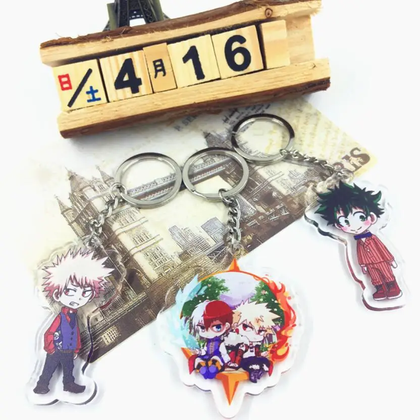 С героями из мультфильма Мой герой Midoriya Izuku Bakugou Katsuki акрил Рисунок брелок для
