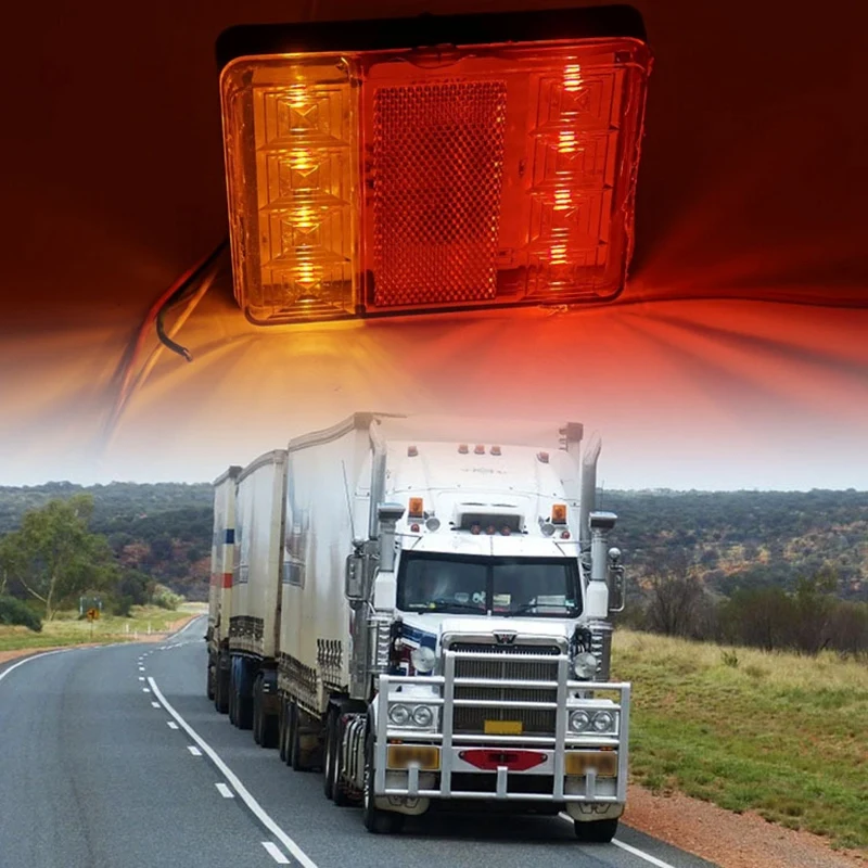 

8LED Truck Tail Light Set Truck Trailer Truck LED Tail Light Dual Color Brake Turn Signal 2Pcs