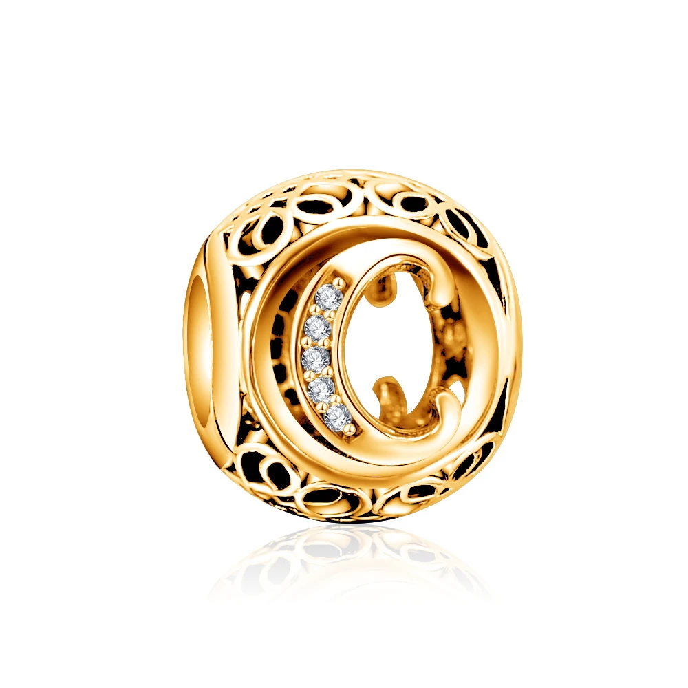 Devolove Алфавит буквы A Z подвеска золотого цвета 100% серебряные бусины 925 пробы