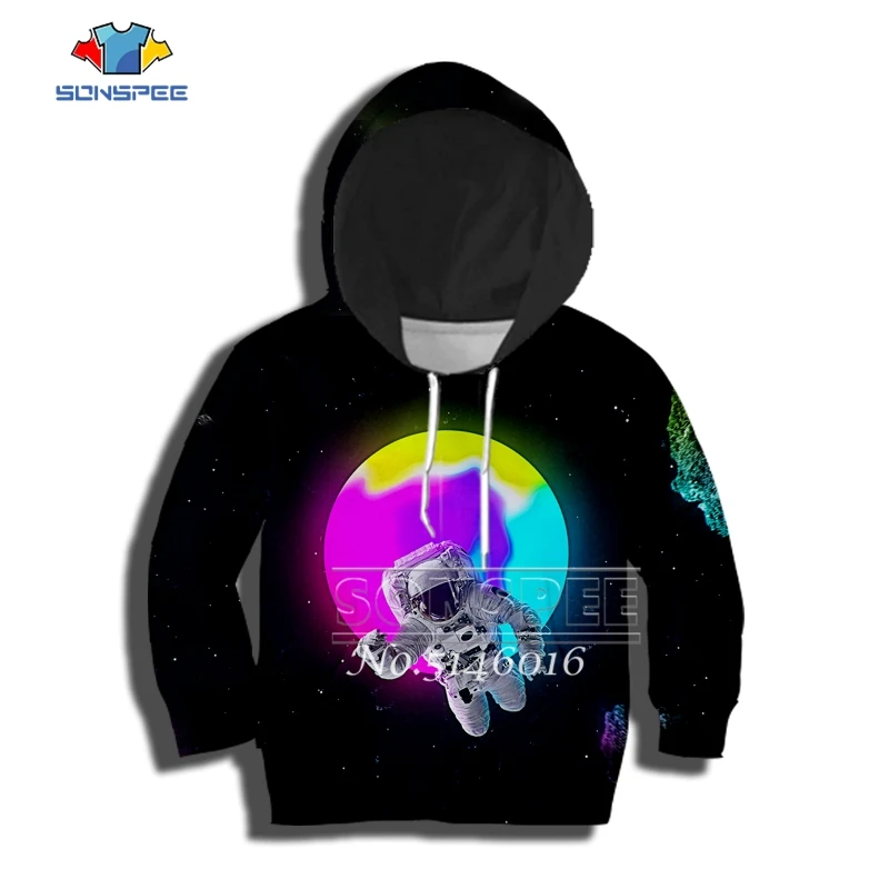 Уличная одежда с объемным аниме-принтом космонавта модная детская