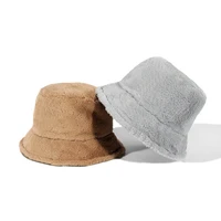 new lamb wool faux female hat fur warm bucket hat bob winter hat womens bucket hat outdoor panama lady hat