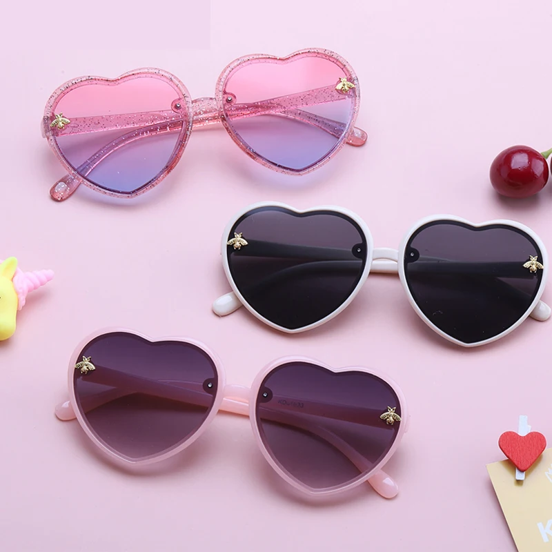 

Heart Kids Sunglasses Children Retro Cute Cartoon Bee Pink Sun Glasses Frame Girls Boys Baby Eyeglasses Fashion New Trends 2021