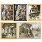 Набор для вышивки крестиком старое здание 11 и 14CT, Joy Sunday