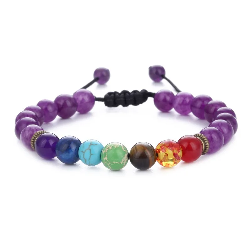 

Natural Stone Beads Bracelet Handmade Stretch Bracelets Yoga Reiki Jewelry For Women Men