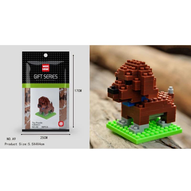 Конструктор фигурки животных собака кошка макет попугая Мини детская игрушка