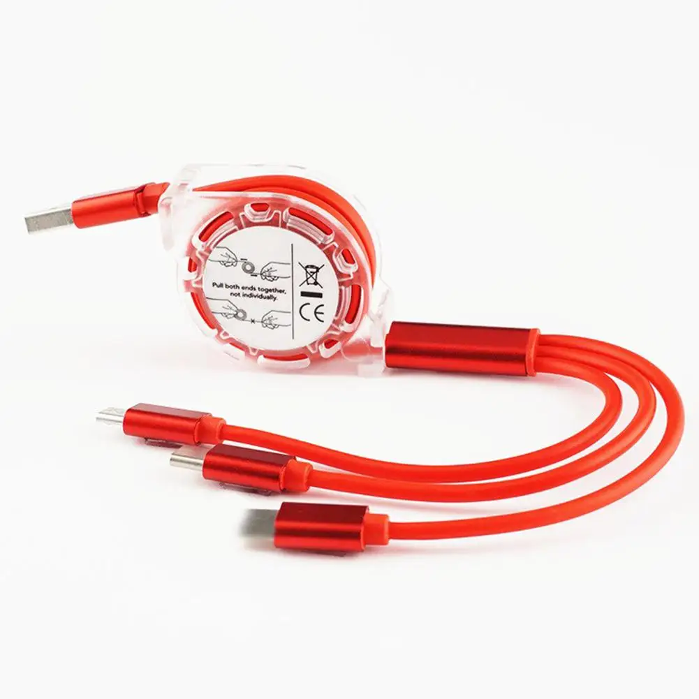 Зарядный кабель 3 в 1 Тип C USB Android кабели с тремя-в-одном для зарядки мобильного