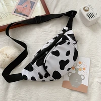 women mobile phone pouch cow milk fanny chest pack travel canvas waist bags classic texture creative design leisure waist purse