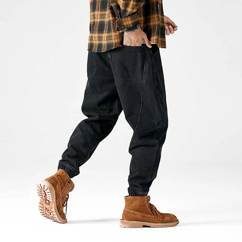 Модные шаровары джоггеры джинсы мужские повседневные Свободные мешковатые
