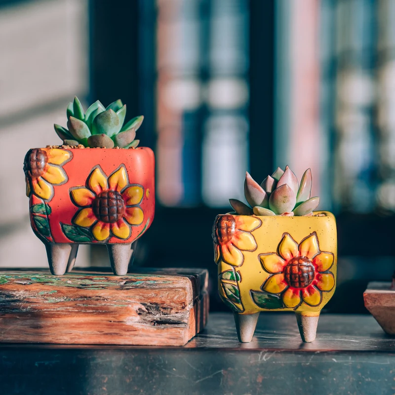 

Hand Painted Creativity Flower Pots Modern Courtyard Korean Style Flower Pots Ceramics Manual Porta Piante Home Decro