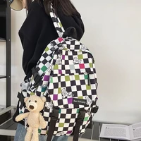 female bag lattice plaid fashion school female backpacks for teenage boys girls women backpacks trendy laptop male bags