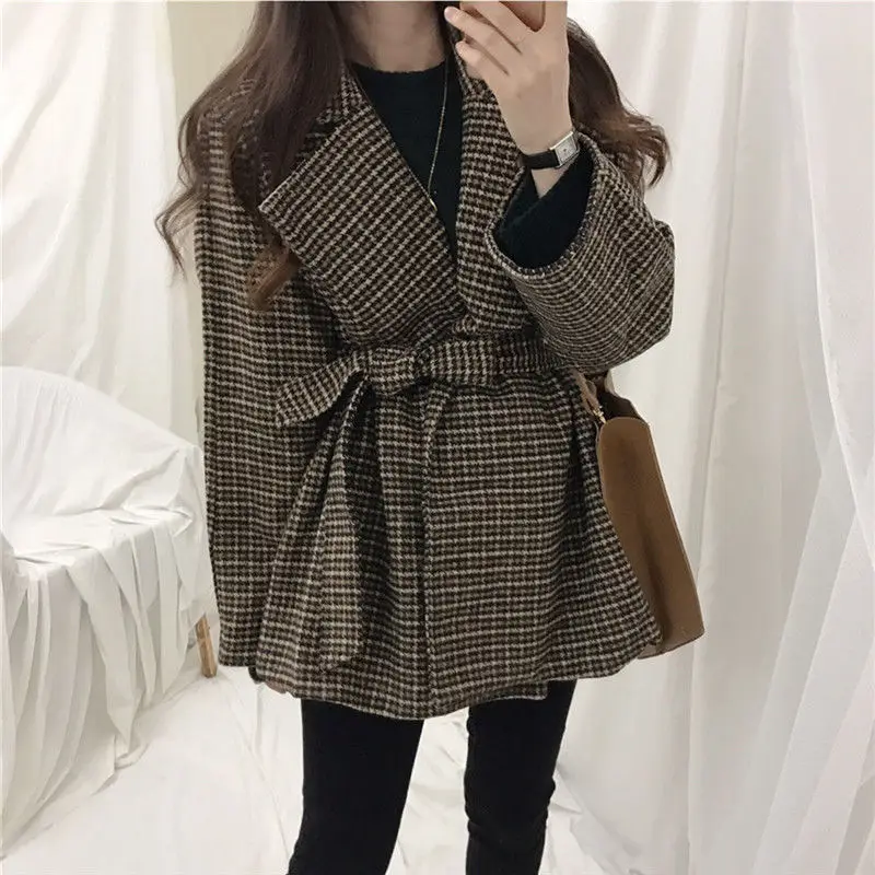 Высококачественная модная осенне-зимняя короткая шерстяная куртка в Корейском