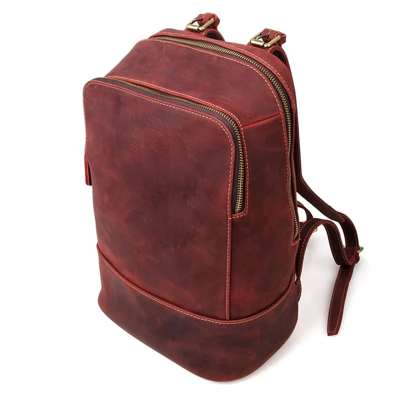Топ Crazy Horse из натуральной кожи для женщин и мужчин рюкзак из воловьей кожи Mochila школьный рюкзак для подростков 14 дюймов Сумка для ноутбука