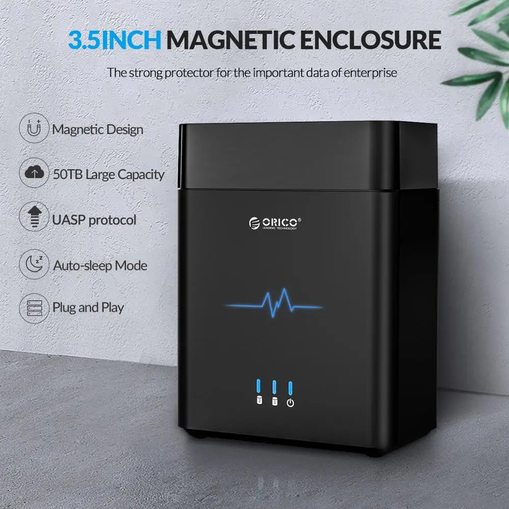 Корпус для жесткого диска ORICO DS Series 2 Bay 1/4 ''Type C магнитный USB3.1 Gen1 5 Гбит/с чехол с