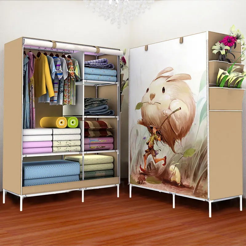 Простой складной шкаф из нетканого полотна DIY сборка для спальни хранения одежды