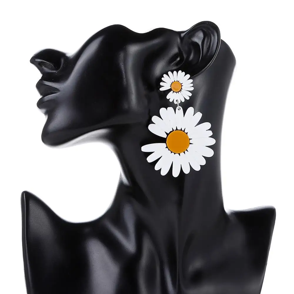 

FishSheep New Daisy Flower Big Acrylic Drop Earrings For Women Korean Style Love Simple Flowers Earrings 2020 Fashion Jewelry