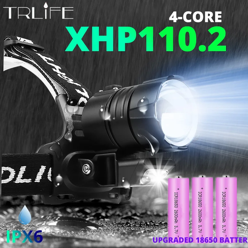 

Powerful XHP100 Lantern Headlamp 18650 Battery for Flashlight USB Fishing Headlight XHP70.2 Rechargeable Zoom Camping Head Torch