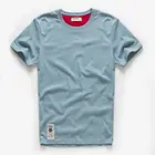 Футболка мужская с круглым вырезом, базовая тенниска из хлопка, повседневная майка, Классическая однотонная рубашка, лето